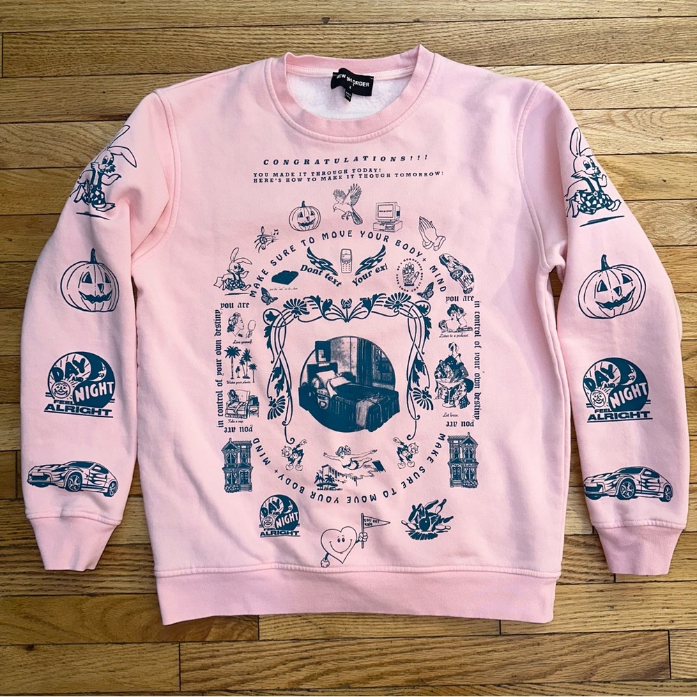 New Girl Order Move Your Body Crew Neck Graphic Sweatshirt Pink Womens 8 Med